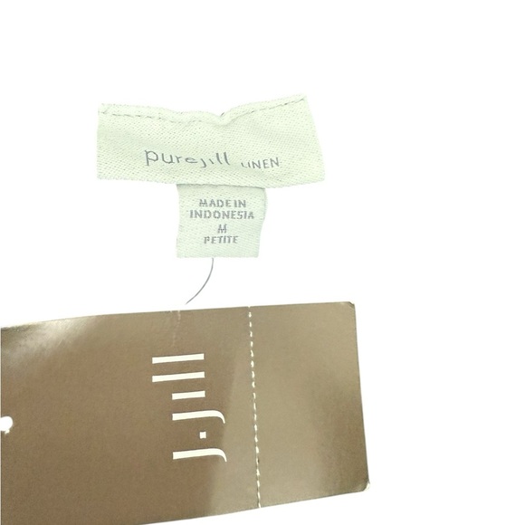 Pure Jill Linen Trapunto-Stitched Steel Blue Melange Pants Sise Medium Petite - Picture 5 of 7